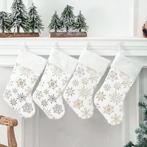 CHRISTMAS STOCKINGS SET 4 Pack Christmas Stocking Pure white. New